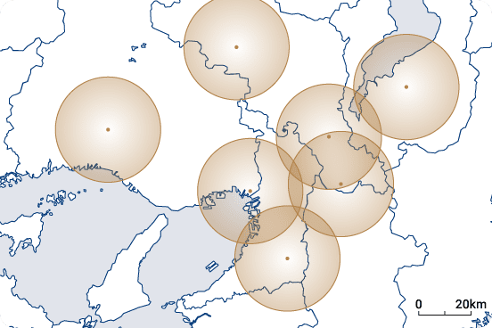 画像：関西京阪神地区の配送センター拠点